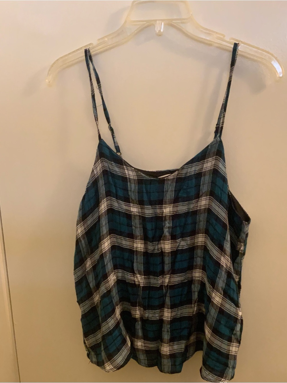 90s Inspired Teal Plaid Women's Spaghetti-Strap Camisole